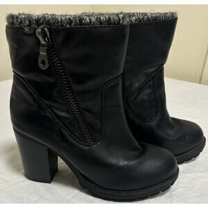 Charlotte Russe Women’s Sz 8 Booties Black Ankle Block Heels Platform Classic